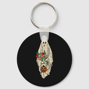 Floral Ghost Cute Halloween Costume Funny Graphic Keychain