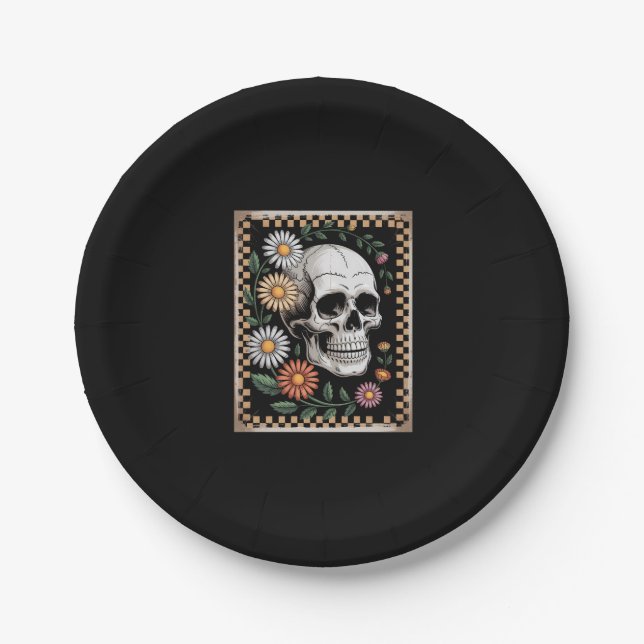 Floral Ghost Fall Boho Halloween 2 Paper Plate (Front)