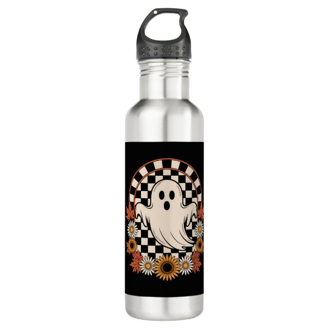 Floral Ghost Fall Boho Halloween 710 Ml Water Bottle (Front)
