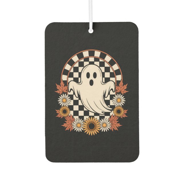 Floral Ghost Fall Boho Halloween Air Freshener (Front)