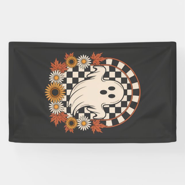 Floral Ghost Fall Boho Halloween Banner (Horizontal)