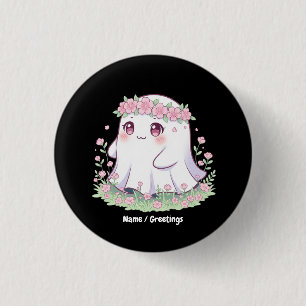 Floral Ghost Halloween Costume for Girls Women 1 Inch Round Button