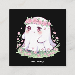 Floral Ghost Halloween Costume for Girls Women Square Business Card