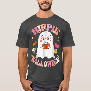Floral Ghost Hippie Costume Halloween Vibes Pumpki T-Shirt