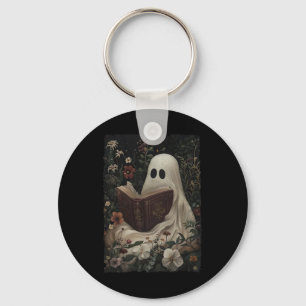 Floral Ghost Reading Book Halloween Costume Gothic Keychain