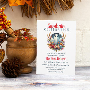 Floral Ghost Samhain Harvest Halloween Party Invitation