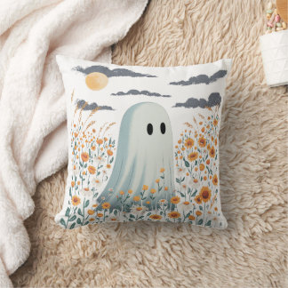 Floral Ghost | Spooky Cute Halloween Throw Pillow
