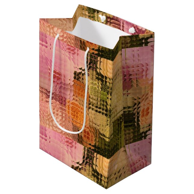 Floral gift bag, wedding gift bag, shower gift bag (Front Angled)