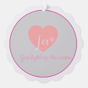 Floral Gift Tag -Pink "Love" Heart Ornament Card
