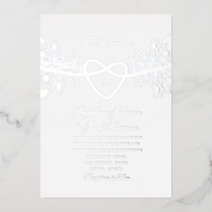 Floral Gilded Silver Wedding Foil Invitation