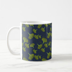 Floral Gingko Leaf Blue Pattern Coffee Mug
