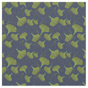 Floral Gingko Leaf Blue Pattern Fabric