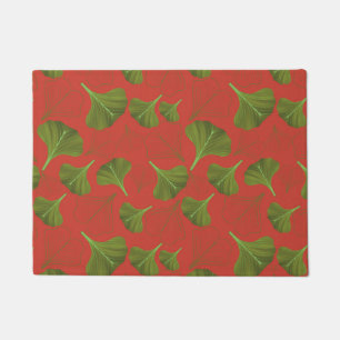 Floral Gingko Leaf Coral Pattern Doormat