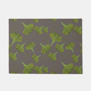 Floral Gingko Leaf Grey Pattern Doormat