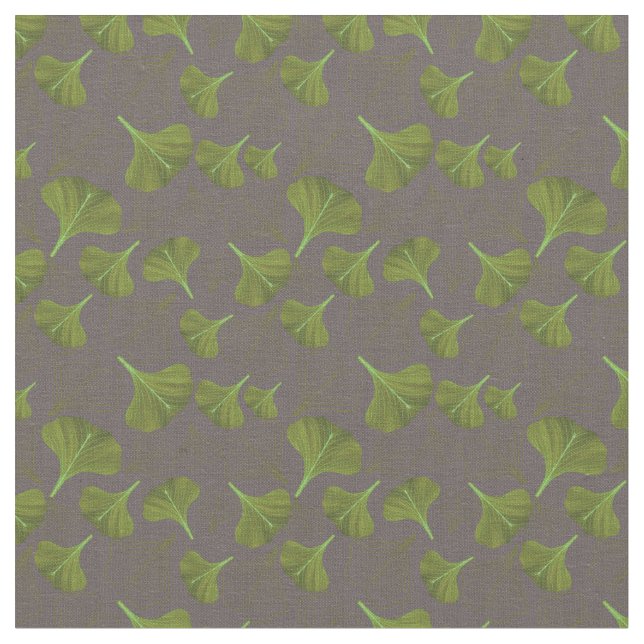 Floral Gingko Leaf Grey Pattern Fabric (Close Up)