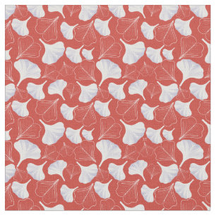 Floral Gingko Leaf Red Pattern  Fabric