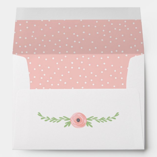Floral Giraffe Baby Pink Shower / Party Invitation Envelope (Back (Bottom))