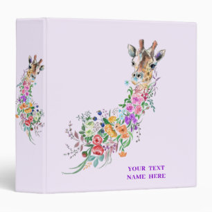 Floral Giraffe Binder Personalized Text