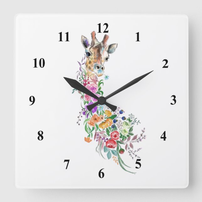 Floral Giraffe Clock (Front)