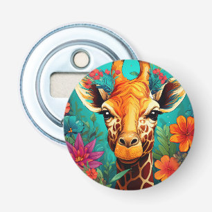 Floral Giraffe Portrait-9319 Bottle Opener