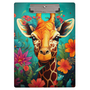 Floral Giraffe Portrait-9319 Clipboard