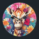 Floral Giraffe Portrait-9320 Large Clock<br><div class="desc">Floral Giraffe Portrait-9320</div>
