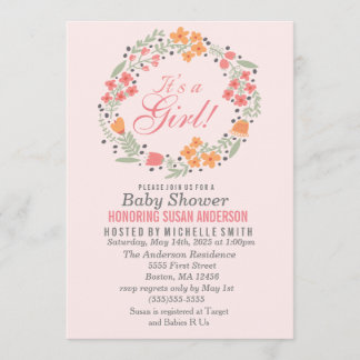Floral Girl Baby Shower Invitation