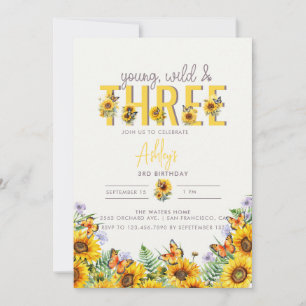 Floral Girl Birthday   3rd Birthday Invitation