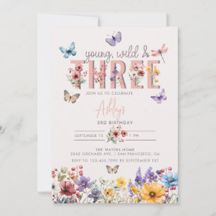 Floral Girl Birthday   3rd Birthday Invitation