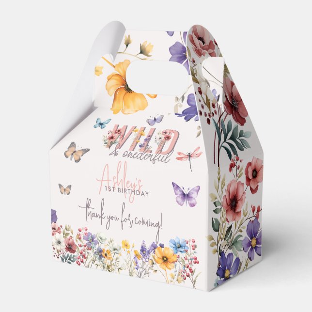 Floral Girl Birthday | Wild & Onederful Favor Box (Front Side)
