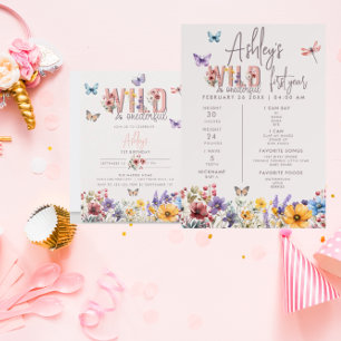 Floral Girl Birthday   Wild & Onederful Invitation