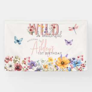 Floral Girl Birthday   Wild & Onederful Welcome  Banner