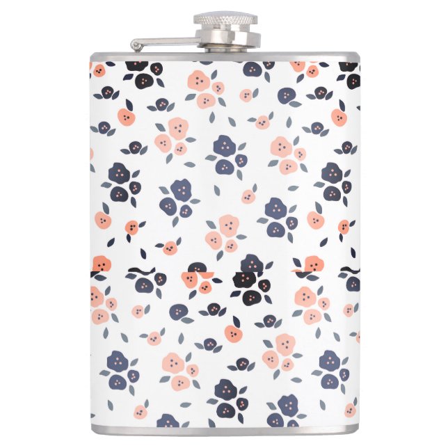 Floral Girly Pretty Country Design For Her Hip Flask (Front)
