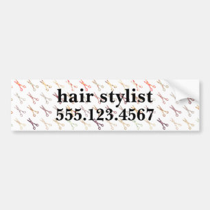 Floral girly scissors colourful hair stylist bumper sticker
