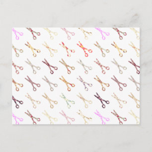 Floral girly scissors colourful hair stylist flowe postcard
