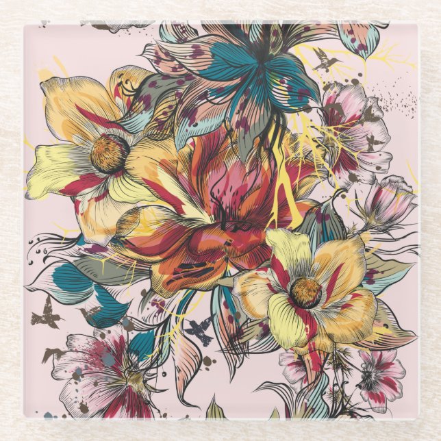 Floral Glass Coaster (Front)