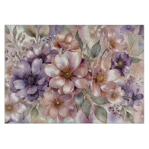 Floral Glass Cutting Board Decorative Kitchen Gift
