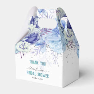 Floral Glitter Light Blue Bridal Shower Favor Box