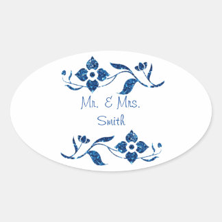 Floral Glitter Oval Sticker