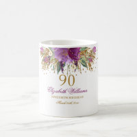 Floral Glitter Sparkling Amethyst 90th Birthday