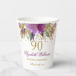 Floral Glitter Sparkling Amethyst 90th Birthday  Paper Cups<br><div class="desc">Matching Collection in the Little Bayleigh Store!</div>