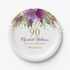 Floral Glitter Sparkling Amethyst 90th Birthday