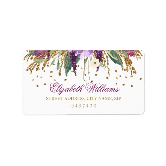 Floral Glitter Sparkling Amethyst Address Labels