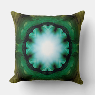 Floral glossy green decoration throw pillow