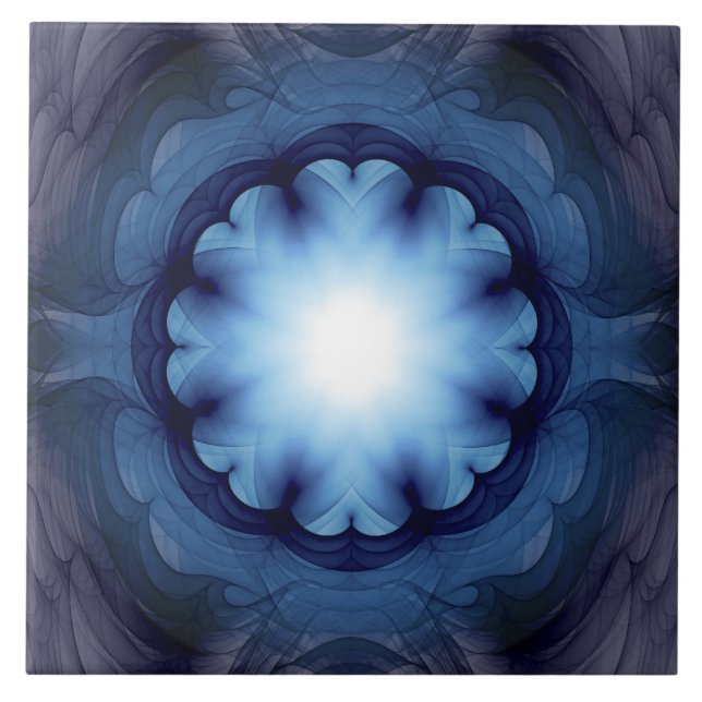 Floral glowing blue decoration tile (Front)