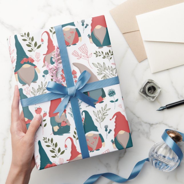 Floral Gnome Wrapping Paper Roll (Gifting)