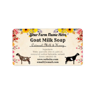 Floral Goat Milk Soap Label - Nubian Dairy Goats
