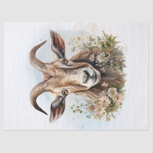 Floral Goat Watercolor Tissue Paper (Front)