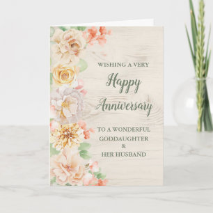 Floral Goddaughter and Her Husband Anniversary Card