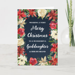 Floral Goddaughter and Her Husband Merry Christmas Card